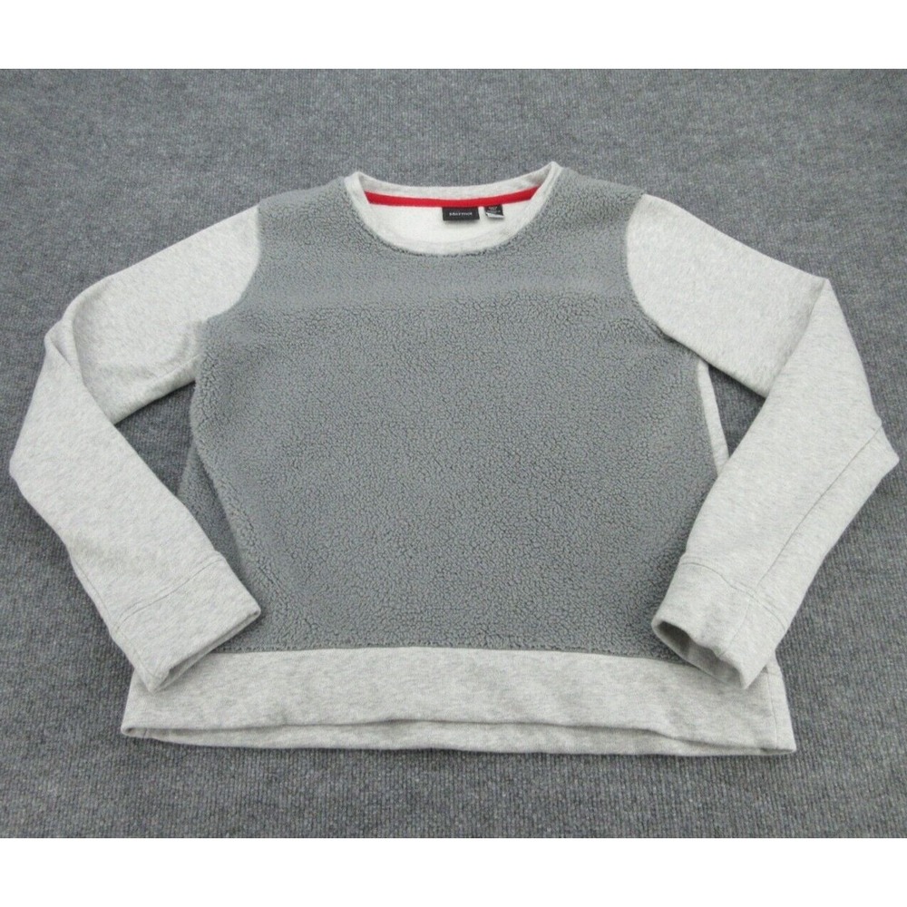 Marmot Womens Sweatshirt Regular Gray Sherpa Fleece Mixed Media M